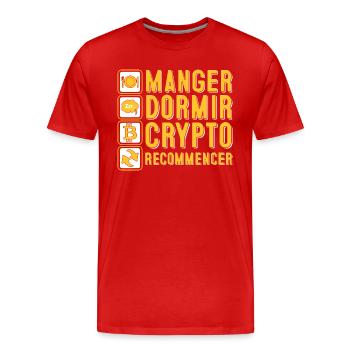 Manger, dormir, crypto, recommencer | Crypto - T-shirt bio Premium Homme - rouge - Devant - Damien (186cm)