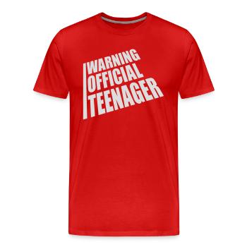 avertissement citation officielle d’adolescent - T-shirt bio Premium Homme - rouge - Devant - Damien (186cm)
