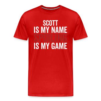 Scott ist mein Name Verderben ist mein Spiel - Männer Premium Bio T-Shirt - Rot - Vorne - Damien (186cm)