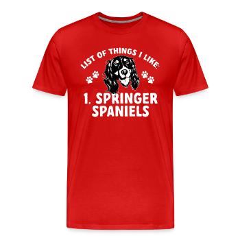 English Springer Spaniel Dog - Men's Premium Organic T-Shirt - red - Front - Damien (186cm)