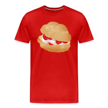 Feuilleté à la crème farci à la crème et aux fraises - T-shirt bio Premium Homme - rouge - Devant - Damien (186cm)