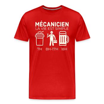 Mécanicien la vie est simple 1 - T-shirt bio Premium Homme - rouge - Devant - Damien (186cm)
