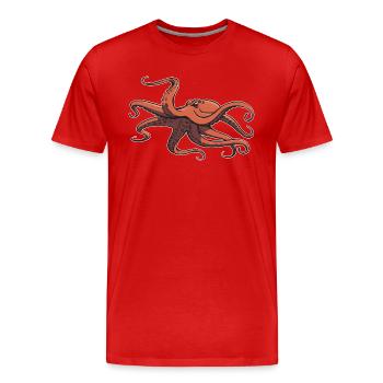 Ich mag Oktopus - acht Tentakel - Tintenfisch - Männer Premium Bio T-Shirt - Rot - Vorne - Damien (186cm)