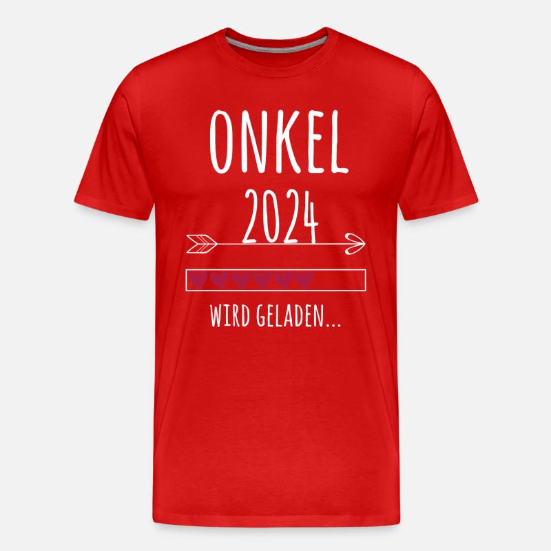 werdender Onkel 2024 Schwangerschaft Geschenk - Männer Premium Bio T-Shirt - Rot