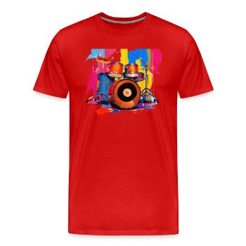 Batteur Idée Cadeau Musique #1 - T-shirt bio Premium Homme - rouge - Devant - Damien (186cm)