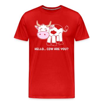 Lustige Kuh Rancharbeiter Landwirt - Männer Premium Bio T-Shirt - Rot - Vorne - Damien (186cm)