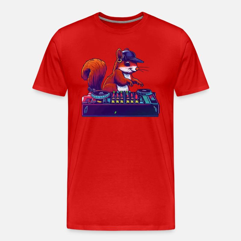 Eichhörnchen DJ Geschenkidee - Männer Premium Bio T-Shirt - Rot