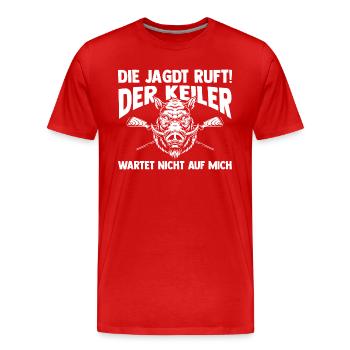 Wildschweinjäger Wildschweinjagd Keilerjagd Jäger - Männer Premium Bio T-Shirt - Rot - Vorne - Damien (186cm)