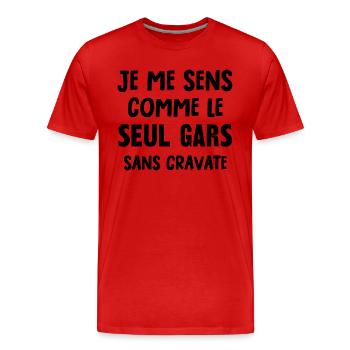 le seul gars sans cravate - T-shirt bio Premium Homme - rouge - Devant - Damien (186cm)