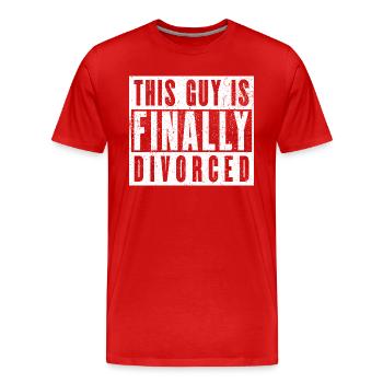 Finally Divorced - This Guy Is Free! - Men's Premium Organic T-Shirt - red - Front - Damien (186cm)