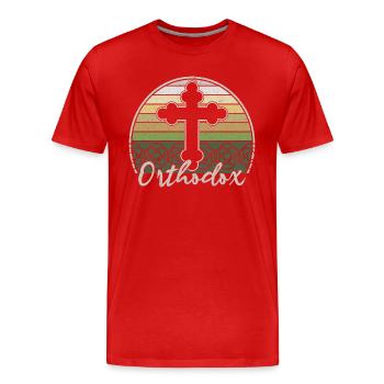 Orthodox Kreuz Christentum Balkan Herkunft - Männer Premium Bio T-Shirt - Rot - Vorne - Damien (186cm)