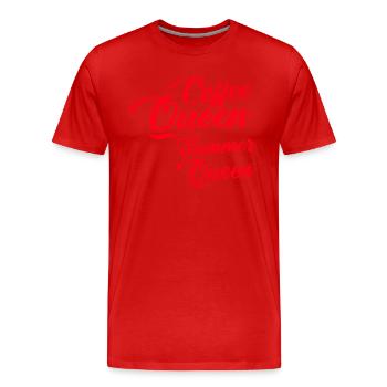 Reine du café Reine de l’été - T-shirt bio Premium Homme - rouge - Devant - Damien (186cm)