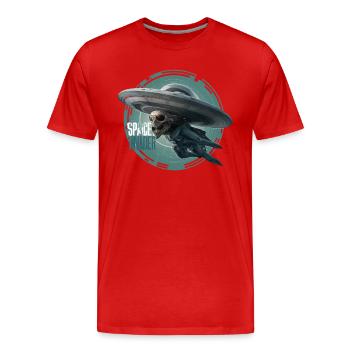 OVNI EXTRATERRESTRE, SPACE INVANDER - T-shirt bio Premium Homme - rouge - Devant - Damien (186cm)