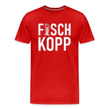 Fischkopp Fisch Fischkopf Küste Angler Fischer - Männer Premium Bio T-Shirt - Rot - Vorne - Damien (186cm)