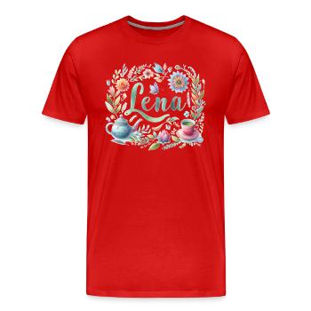 Lena Nom Prénom Aquarelle - T-shirt bio Premium Homme - rouge - Devant - Damien (186cm)