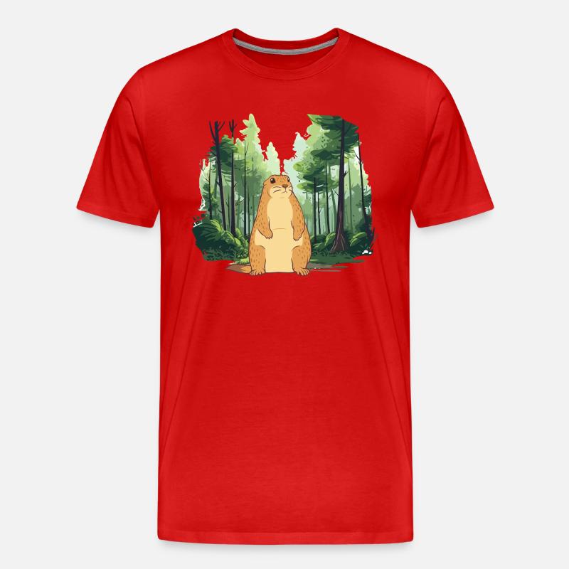Starke Murmeltier-Naturlandschaft - Männer Premium Bio T-Shirt - Rot