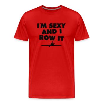 Je suis sexy et je rame - Aviron - Rudern - Ruderer - T-shirt bio Premium Homme - rouge - Devant - Damien (186cm)
