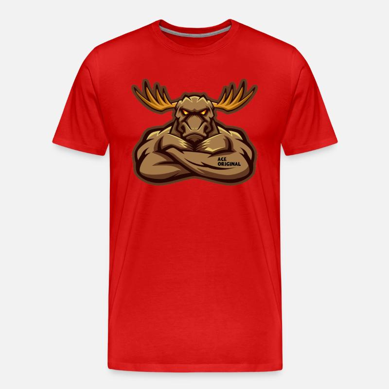 Ace Original-Elch-Maskottchen - Männer Premium Bio T-Shirt - Rot
