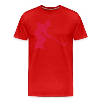 roller inline hockey silhouette personnage - T-shirt bio Premium Homme - rouge - Devant - Damien (186cm)