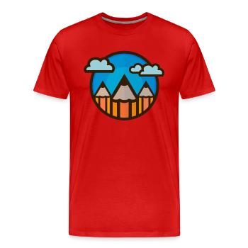 Stylos (paysage) 01 - T-shirt bio Premium Homme - rouge - Devant - Damien (186cm)