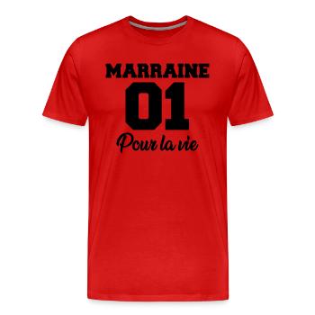 marraine 01 pour la vie - Men's Premium Organic T-Shirt - red - Front - Damien (186cm)