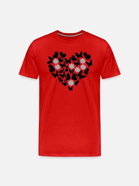 Schmetterlinge im Herzen - Männer Premium Bio T-Shirt - Rot
