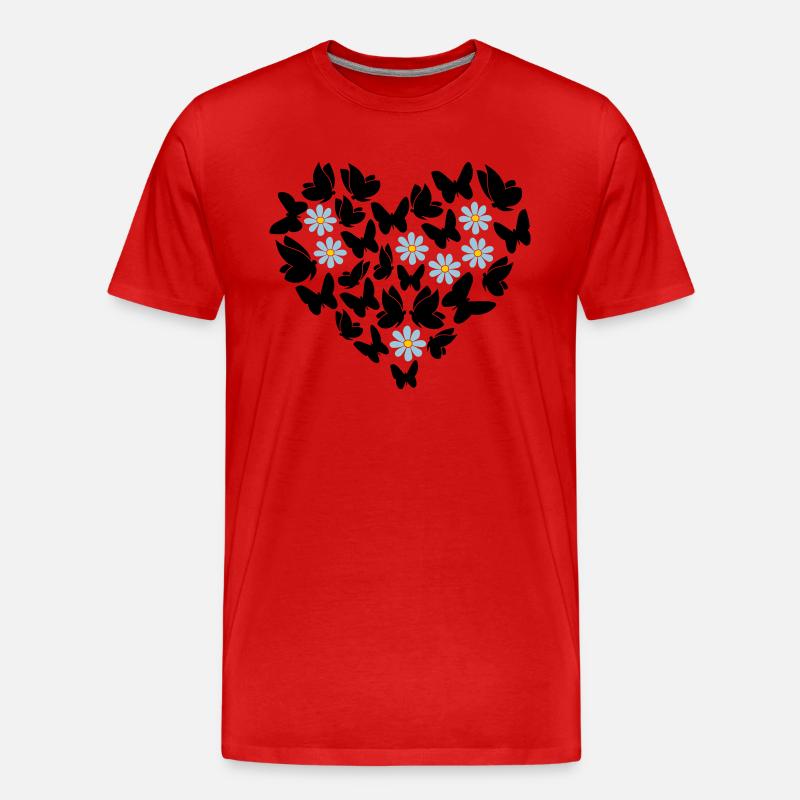 Schmetterlinge im Herzen - Männer Premium Bio T-Shirt - Rot