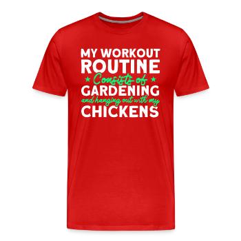Gardening Gardener Chicken Farmer Chicken Feeder - Men's Premium Organic T-Shirt - red - Front - Damien (186cm)