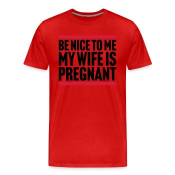 ma femme est enceinte - T-shirt bio Premium Homme - rouge - Devant - Damien (186cm)