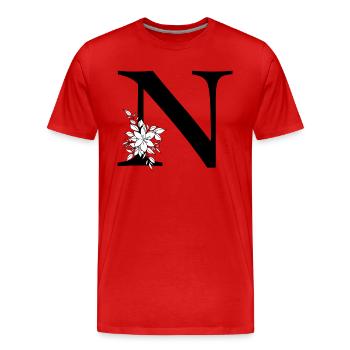 Lettre N - T-shirt bio Premium Homme - rouge - Devant - Damien (186cm)