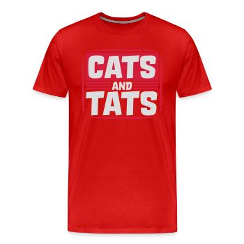 cats and tats Zitat - Männer Premium Bio T-Shirt - Rot - Vorne - Damien (186cm)