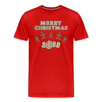 Merry Xmas 2023 - T-shirt bio Premium Homme - rouge - Devant - Damien (186cm)