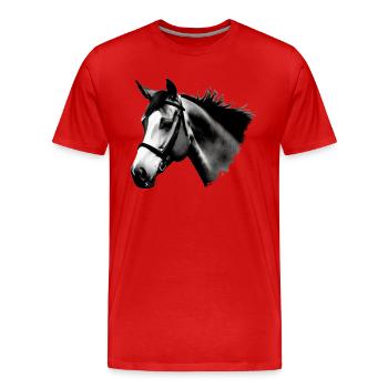 Cheval Croquis Crayon Chevaux Portraits d’animaux 1 - T-shirt bio Premium Homme - rouge - Devant - Damien (186cm)