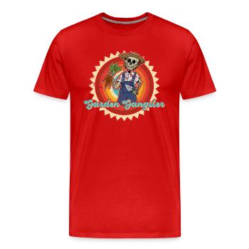 Skelett Halloween Spooky Gärtner Garten Blume - Männer Premium Bio T-Shirt - Rot - Vorne - Damien (186cm)