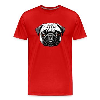 Pug Design Graphic Print Motif - Men's Premium Organic T-Shirt - red - Front - Damien (186cm)