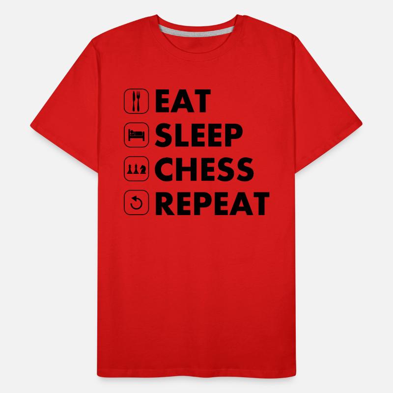 Échecs manger sommeil répéter blanc T-shirt bio Premium Homme