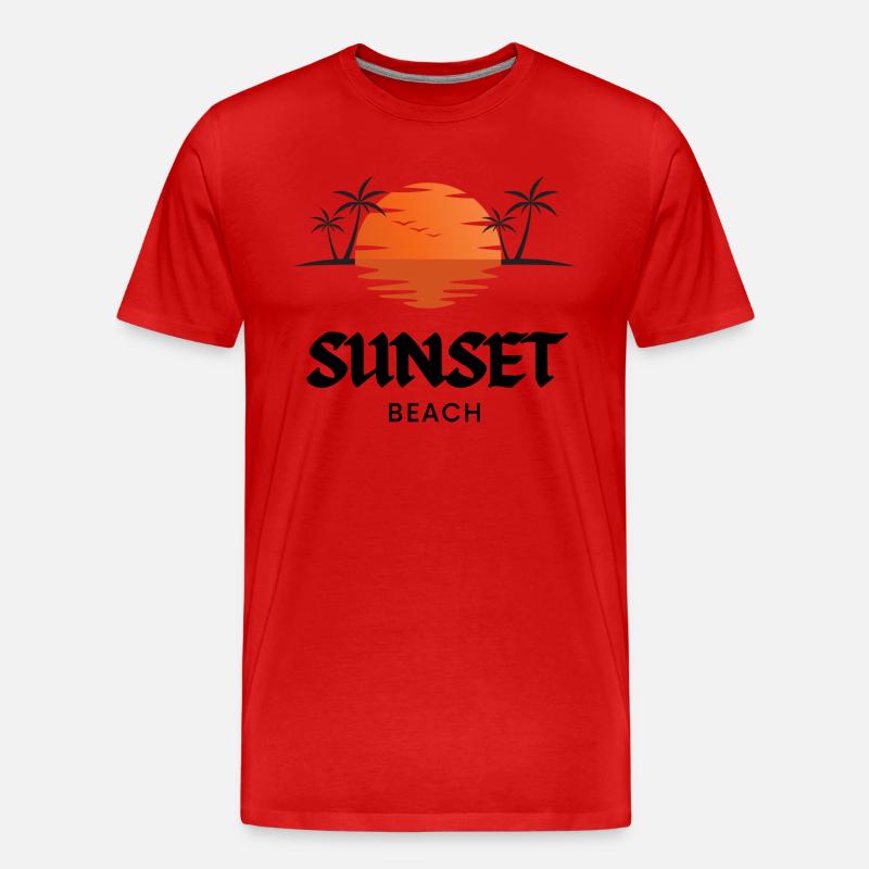 SUNSET Beach - Männer Premium Bio T-Shirt - Rot