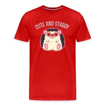 Netter Igel Tierpfleger - Männer Premium Bio T-Shirt - Rot - Vorne - Damien (186cm)