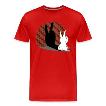 Lapin Ombre Figure Ombre Image Jeu d’Ombre - T-shirt bio Premium Homme - rouge - Devant - Damien (186cm)