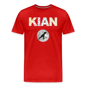KIAN - Schöner Jungen Name mit Dinosaurier - Männer Premium Bio T-Shirt - Rot - Vorne - Damien (186cm)