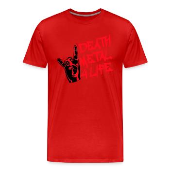 Heavy Death Metal 4 Life Hard Rock Cool Geste de la main - T-shirt bio Premium Homme - rouge - Devant - Damien (186cm)