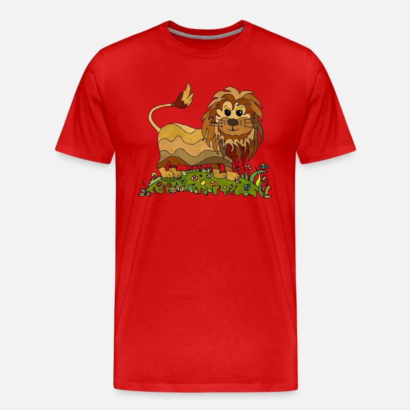 Löwe - Männer Premium Bio T-Shirt - Rot