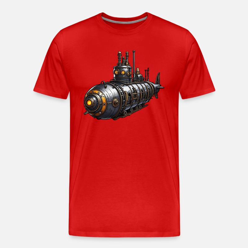 Steampunk-U-Boot - Männer Premium Bio T-Shirt - Rot
