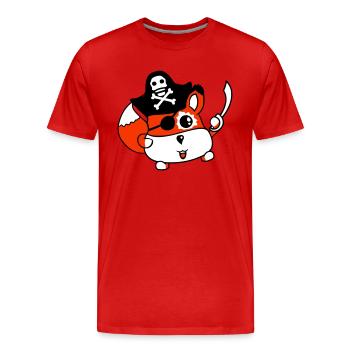 Little Cute Captain Fox Pirate Animal Eye Patch - Men's Premium Organic T-Shirt - red - Front - Damien (186cm)