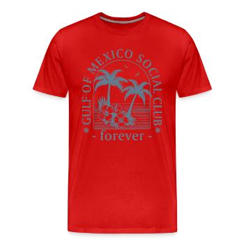 Anti  Gulf Of Mexico Social Club Unisex - Männer Premium Bio T-Shirt - Rot - Vorne - Damien (186cm)