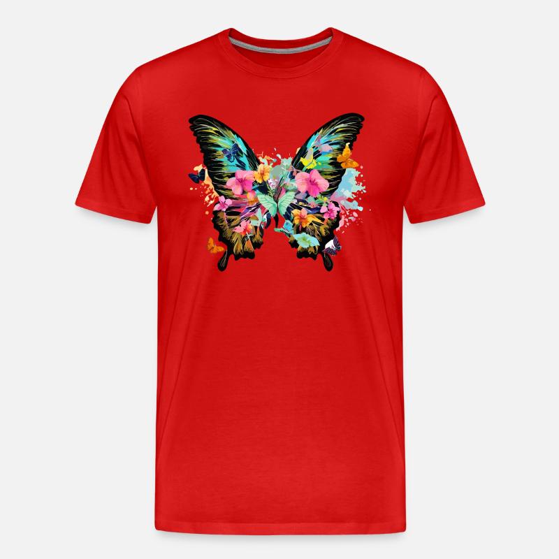 schmetterling,bunt,blumen,graffiti - Männer Premium Bio T-Shirt - Rot