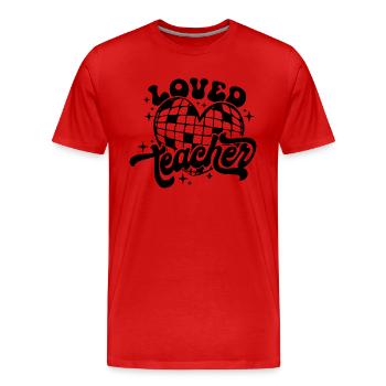 Loved Teacher Heart Disco Art - Men's Premium Organic T-Shirt - red - Front - Damien (186cm)