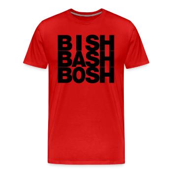 bish-bash-bosh - Men's Premium Organic T-Shirt - red - Front - Damien (186cm)