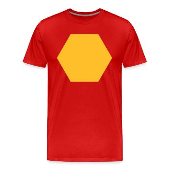 Wabe 1 - Männer Premium Bio T-Shirt - Rot - Vorne - Damien (186cm)