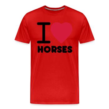 J'aime les chevaux - T-shirt bio Premium Homme - rouge - Devant - Damien (186cm)